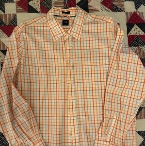 GAP Men's Orange Plaid Button Down Shirt